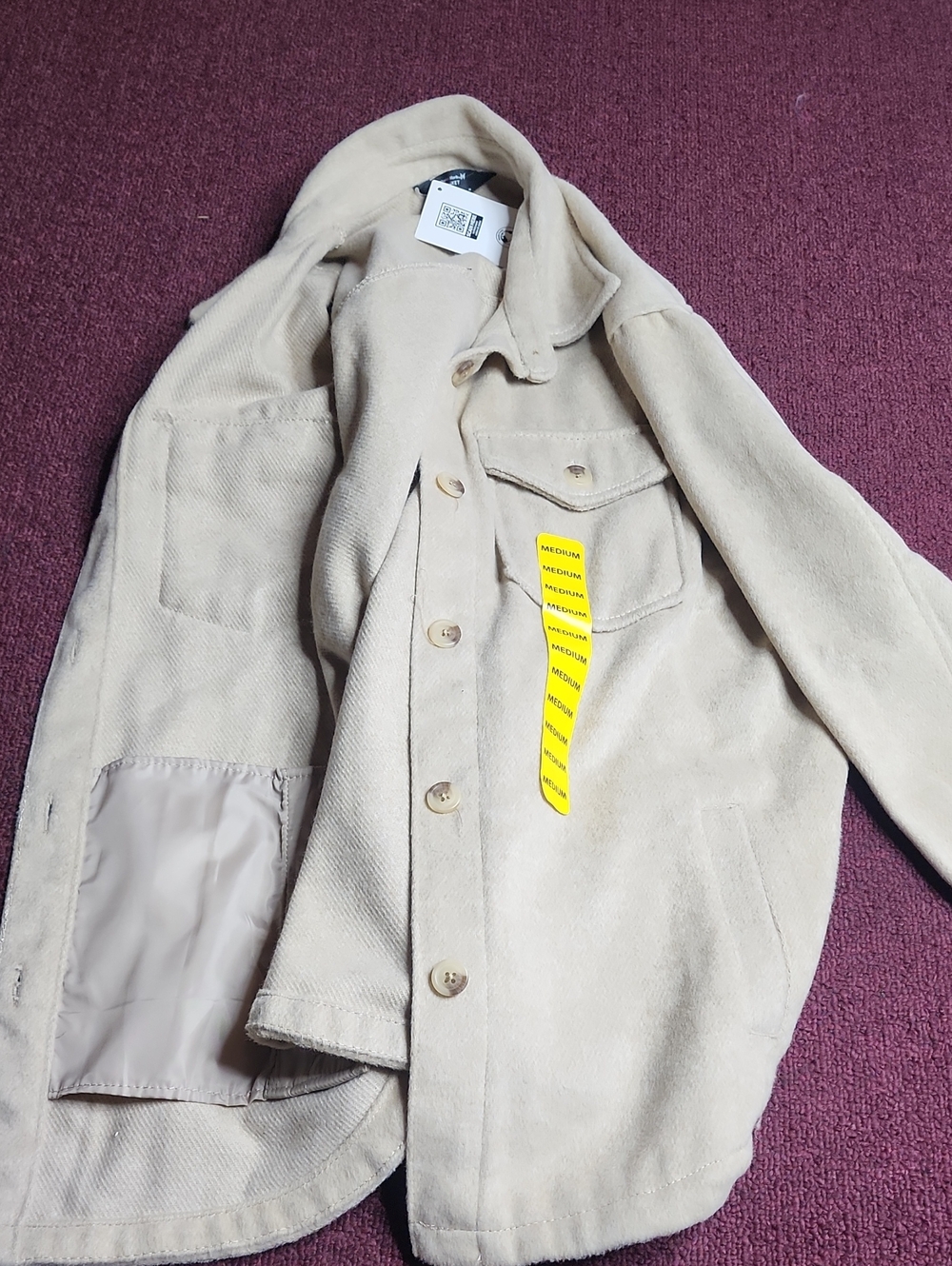 Womens Beige Button-Front Jacket - Beige